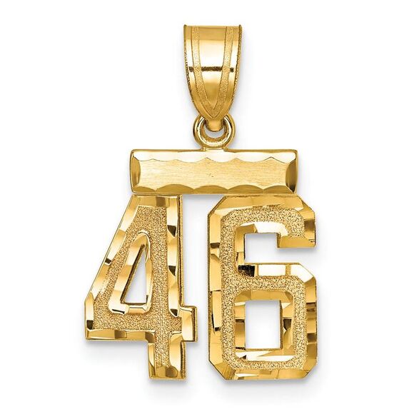 14k Yellow Gold, Varsity Collection, Small D/C Pendant Number 46 - Picture 1 of 3
